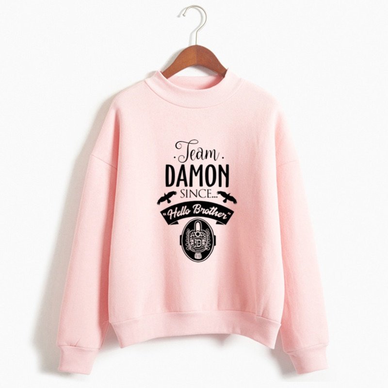 2020 Winter New The Vampire Diaries Print Hoodies Casual Cool Sweatshirt Women Streetwear Funny Harajuku Pink Hoodie