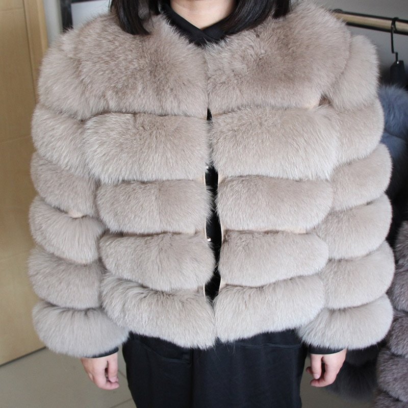 maomaokong 50CM Natural Real Fox Fur CoatWomen Winter natural fur Vest Jacket Fashion silm Outwear Real Fox Fur Vest Coat Fox