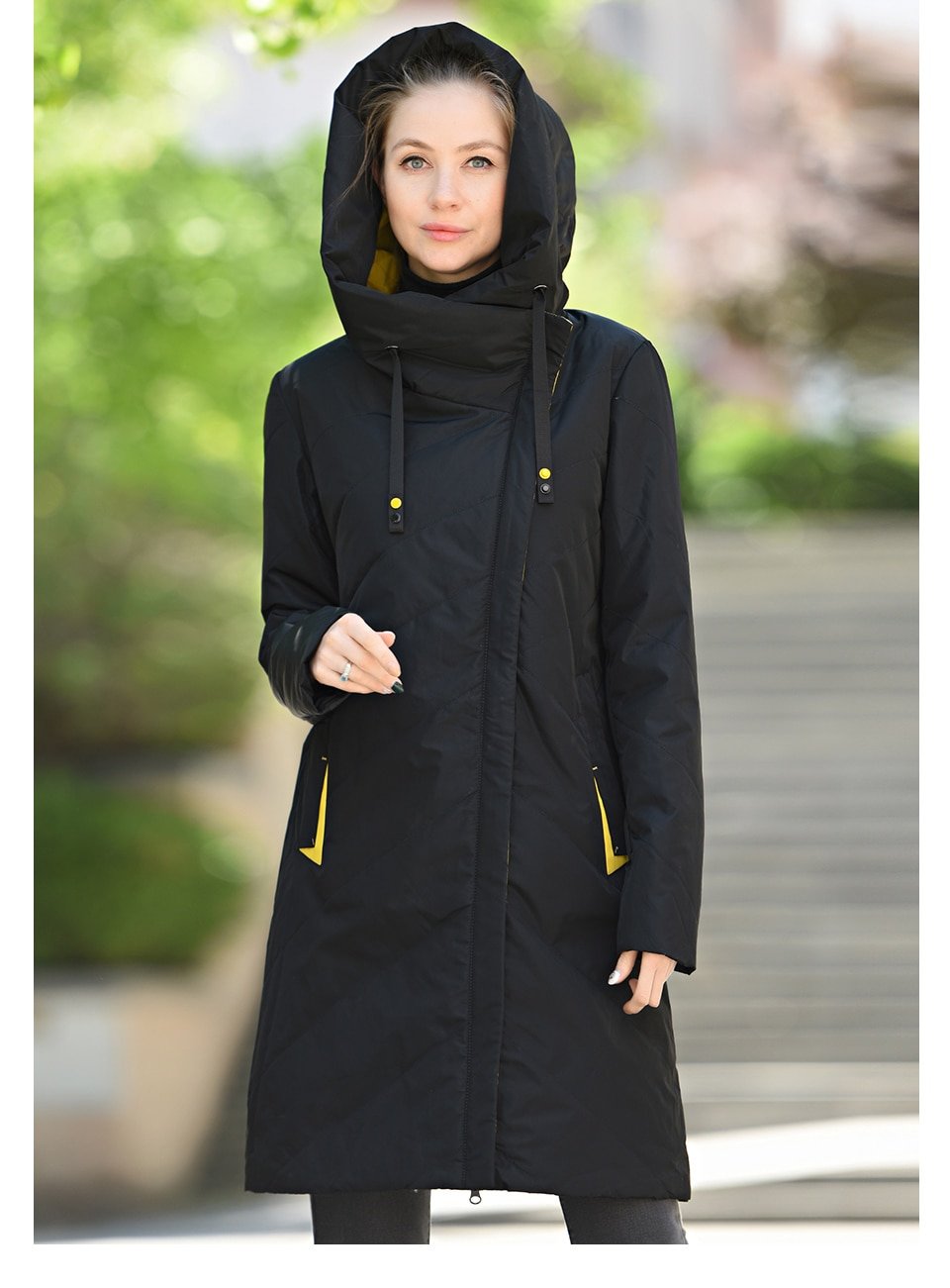 DOCERO 2020 Designer New Spring Autumn Women´s Parkas Thin Cotton Jacket Long Windproof Stylish Hooded Coat Plus Size Outerwear