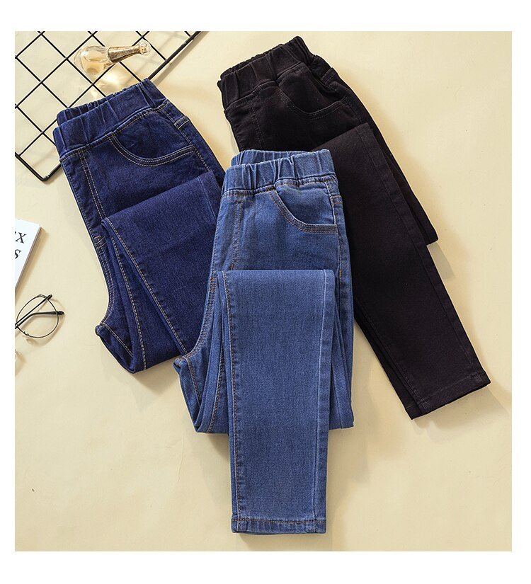 Plus Size 5XL 6XL Women's Elastic High Waist Skinny Jeans Fashion Casual Women Black/ Blue Mom Jeans Skinny Stretch Denim Pants