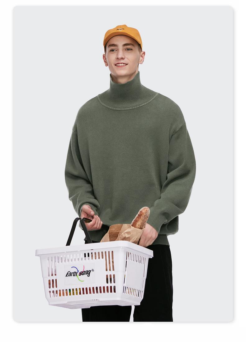INFLATION Men Solid Color Sweater 2020 FW Warm Turtleneck Sweater For Winter Oversized Hip Hop Sweater Men Women Pullover 1881W