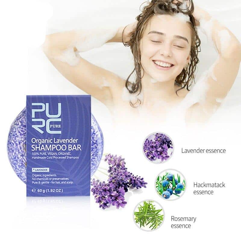 11.11 PURC handmade lavender hair shampoo bar and hair conditioner bar organic plant extract solid hair soap best hair care set